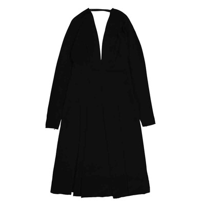 Pre-owned Burberry Ladies Black Emelia Pleated Silk Cady Midi Dress
