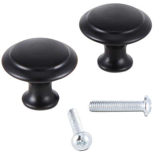 30 Pack Matte Black Kitchen Cabinet Knobs Round Drawer Pulls Stainless Steel 