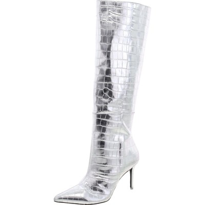 Black Suede Studio Womens Silver Over-The-Knee Boots 42 Medium (B,M) BHFO 1586