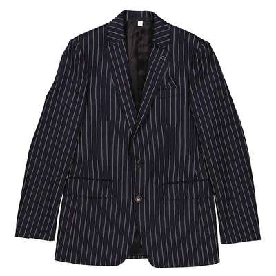 Pre-owned Burberry Men's Dark Navy And White Pinstripe Blazer