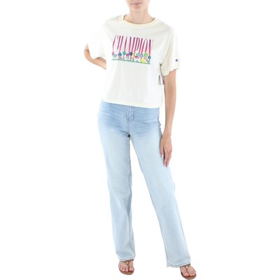 

Женская укороченная футболка Champion цвета слоновой кости с логотипом  BHFO 6842, Natural