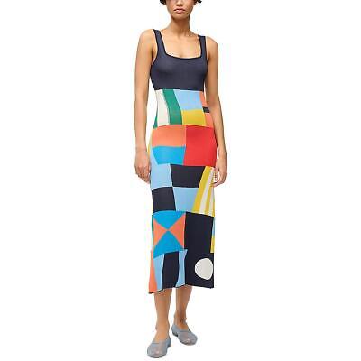STAUD Womens Katie Blue Colorblock Midi Tank T-Shirt Dress S BHFO 1709