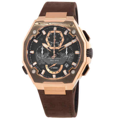 Мужские часы Bulova Precisionist с хронографом и кварцевым корпусом с черным циферблатом 98B356