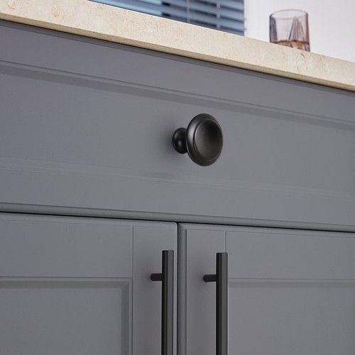 30 Pack Matte Black Kitchen Cabinet Knobs Round Drawer Pulls Stainless Steel 