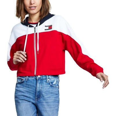 Женская красная толстовка Tommy Jeans с длинным рукавом и логотипом Colorblock на молнии XL BHFO 2271