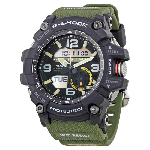 Pre-owned Casio Men's Watch G-shock Analog-digital Dial Green Resin Strap Gg1000-1a3 In Black, Grey