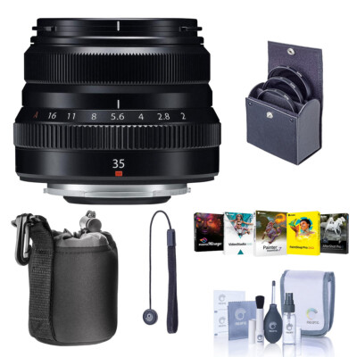 Fujifilm XF 35mm f/2 R WR Lens, Black with Free PC Software  Accessories Kit