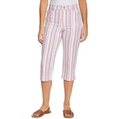 

Женские капри из эластичного денима в розовую полоску Gloria Vanderbilt  BHFO 4367, Ribbon pink/screen stripe, DGVB4957