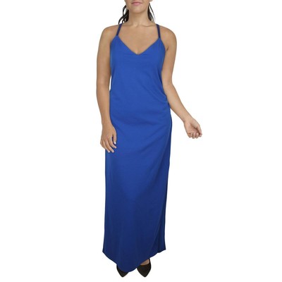 Женское синее однотонное макси-платье с запахом мороженого изумрудного цвета 16 BHFO 3745