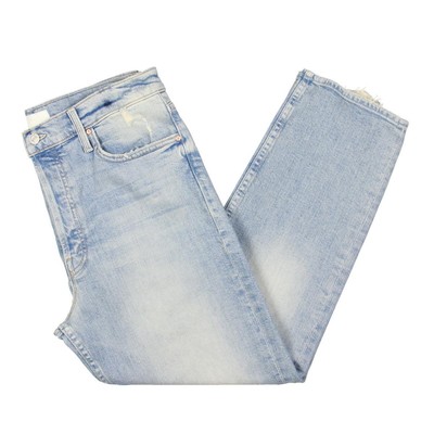 

Голубые укороченные джинсы скинни с эффектом потертости Mother Womens The Looker  BHFO 5974, Let's just be friends, The Looker