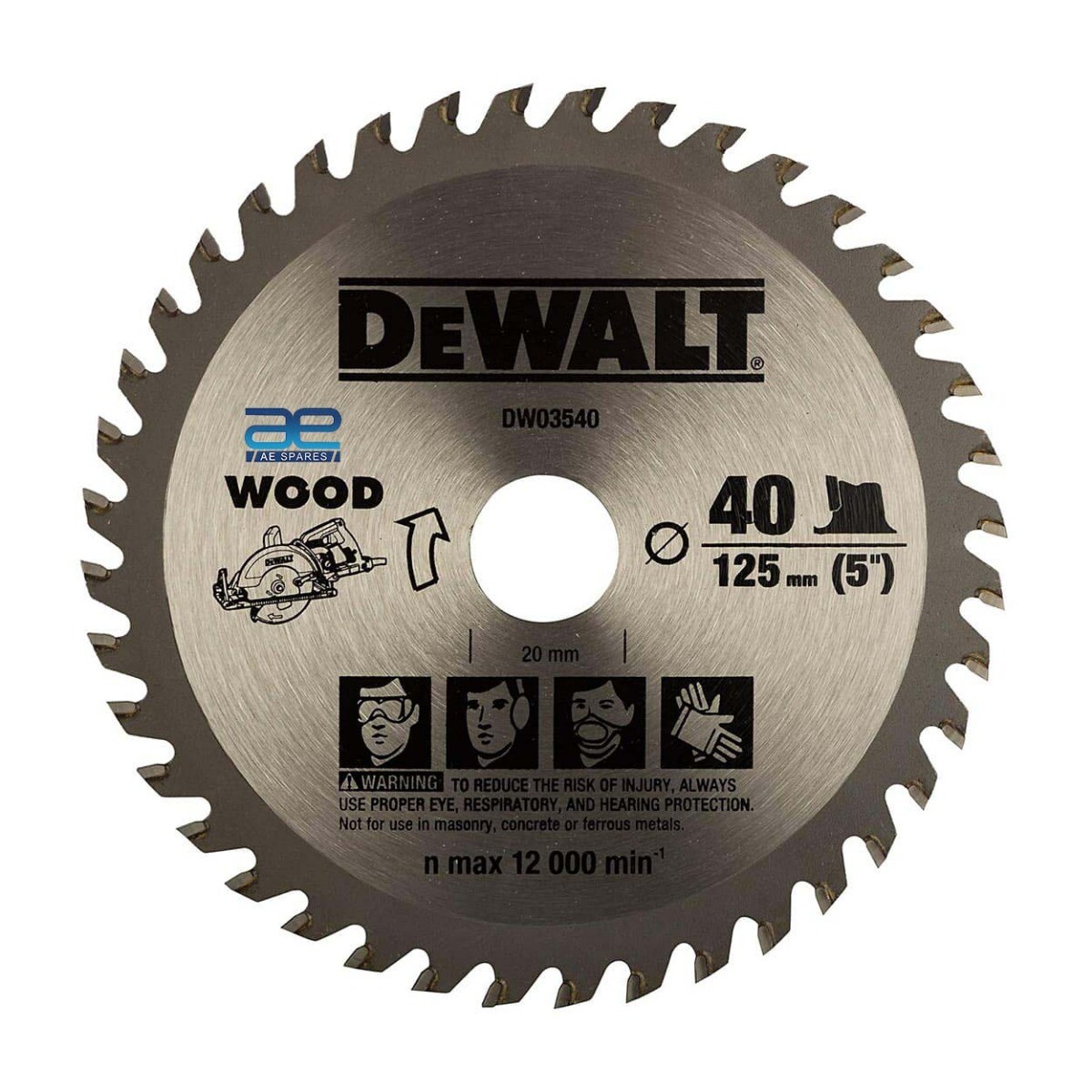 Dewalt 5 inch  125 mm T.C.T Circular Saw Blade For Wood 40 Teeth 