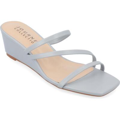 Journee Collection Womens Takarah Blue Slide Sandals 9 Medium (B,M) BHFO 2192