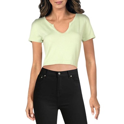 

Женская зеленая укороченная футболка Dreamers by Debut с v-образным вырезом в рубчик  BHFO 0796, Зеленый