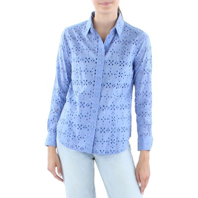 

Синяя женская рубашка на пуговицах Lauren Ralph Lauren Petites  BHFO 4351, Blue loch