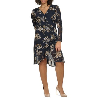 Tommy Hilfiger Womens Navy Floral Print Fit & Flare Dress Plus 26W BHFO 7658