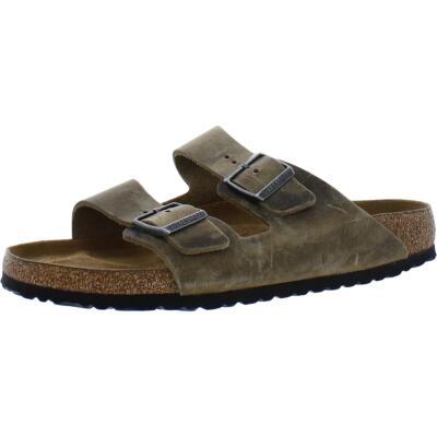 Мужские зеленые кожаные шлепанцы Birkenstock с открытым носком и стелькой, 44 BHFO 3891