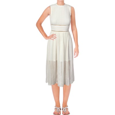 Женское вечернее платье миди без рукавов цвета слоновой кости с ушками цвета морской волны XS BHFO 4540