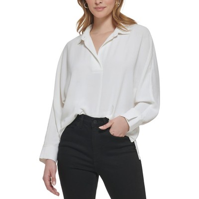 Calvin Klein Womens White V-Neck Long Sleeve Business Blouse XL BHFO 0952