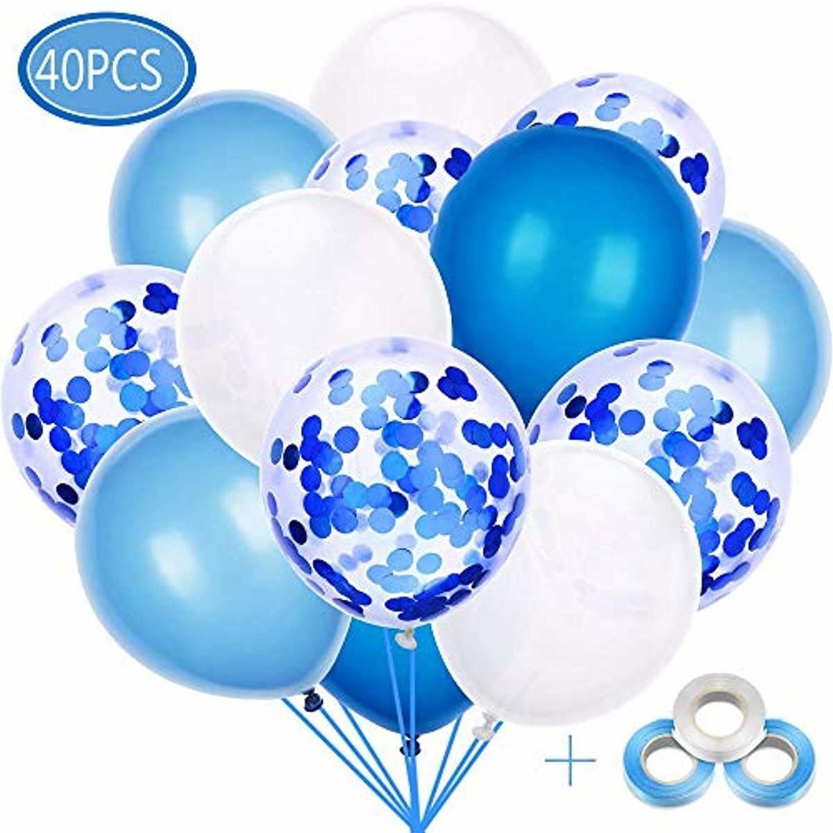 Ballon Bleu Ballons Anniversaire Ballon Confettis 40 Pieces Ballons Pour Mari Ebay