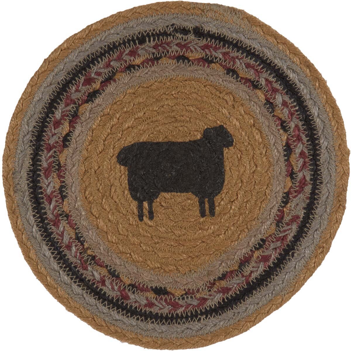 Heritage Farms Sheep Jute Trivet 8" Round Farmhouse Country Rustic VHC Brands