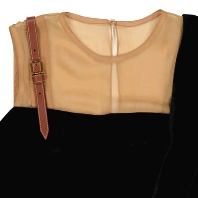 Pre-owned Burberry Silk And Velvet Strap Detail Dress In Check Description