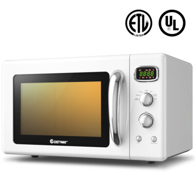 0.9Cu.ft. Retro Countertop Compact Microwave Oven 900W 5 Power Levels White