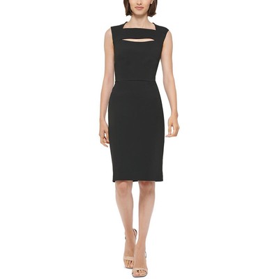 Женское черное коктейльное платье-футляр без рукавов с вырезом Calvin Klein 8 BHFO 0414