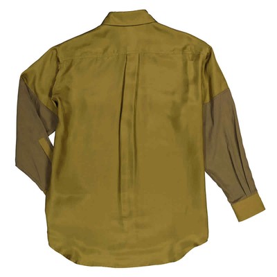 Pre-owned Burberry Ladies Dark Seaweed Green Ferne Panelled Oversized Shirt In Multicolor