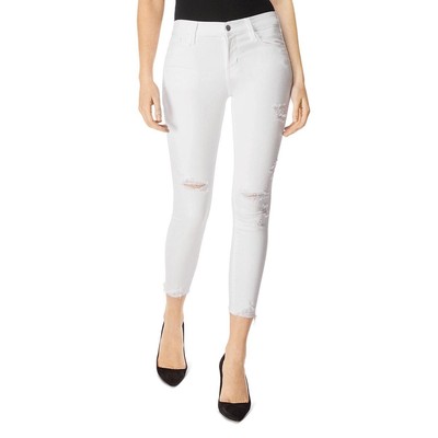 Женские белые джинсовые джинсы J Brand Destroyed Skinny Cropped 29 BHFO 5611
