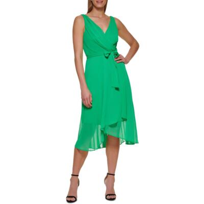 

Женское зеленое шифоновое летнее платье с пышной юбкой DKNY  BHFO 4869, Apple green