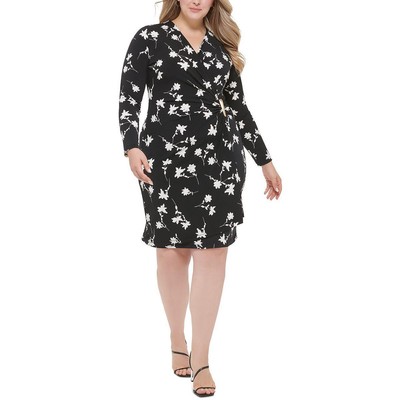 Женское платье-футляр Calvin Klein из ч/б матового джерси с V-образным вырезом Plus 22W BHFO 2792