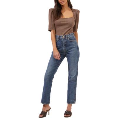 

ASTR The Label Harleen Женское боди в клетку с квадратным вырезом и подплечниками, Brown plaid
