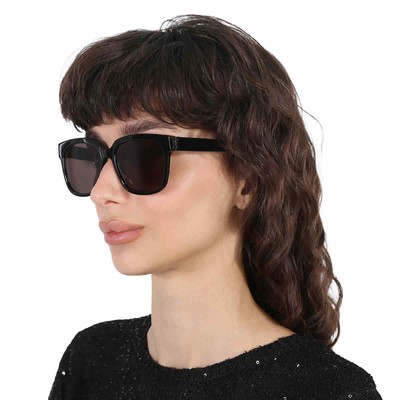 Pre-owned Saint Laurent Grey Square Ladies Sunglasses Sl M40 001 54 Sl M40 001 54 In Gray