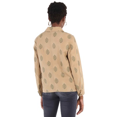 Pre-owned Chloé Chloe Ladies Beige Embroidered Shirt Jacket