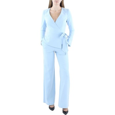 Черный женский комбинезон Halo Womens Blue из 2 предметов с длинным рукавом и вырезом лодочкой 0 BHFO 5383