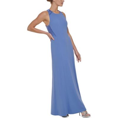 

Женское синее вечернее платье макси с крест-накрест на спине DKNY  BHFO 6939, Periwinkle