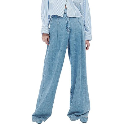 Женские синие джинсовые брюки Rag & Bone с высокой посадкой и широкими плиссированными штанинами 27 BHFO 7832