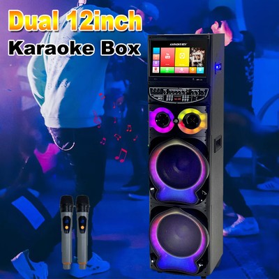 Dual 12'' Woofers Rechargeable Karaoke Machine Speaker w/ 15'' Touchscreen Tablet