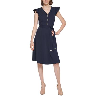 

Женское темно-синее платье Tommy Hilfiger с v-образным вырезом Petites  BHFO 5924, Sky captain
