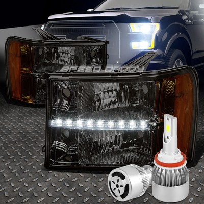 СВЕТОДИОДНАЯ ФАРА С ДЫМЧАТОЙ ЛИНЗОЙ + ЯНТАРНЫЙ УГОЛОК + БЕЛЫЙ СВЕТОДИОД H8 HID с ВЕНТИЛЯТОРОМ ДЛЯ 07-14 GMT900