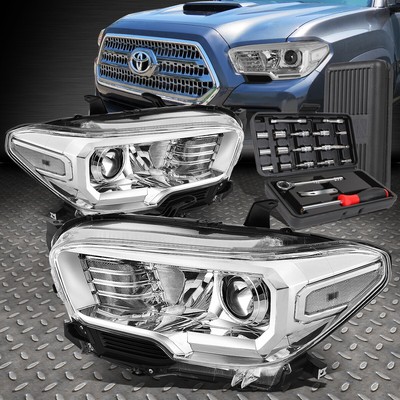 ДЛЯ 16-20 TOYOTA TACOMA ХРОМИРОВАННЫЙ КОРПУС ПРОЗРАЧНАЯ УГЛОВАЯ ФАРА ПРОЕКТОРА + НАБОР ИНСТРУМЕНТОВ