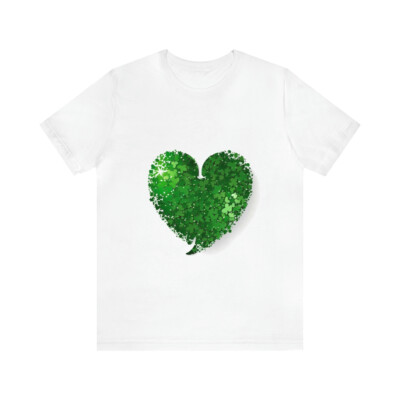 Shamrocks inside Heart T-Shirt #003 (2023) Unisex Jersey Short Sleeve Tee