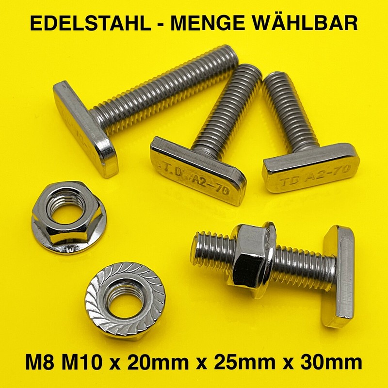 Hammerkopfschrauben & Muttern M8 M10 X 20 25 30 Edelstahl A2 Typ 28/15 Pv Solar