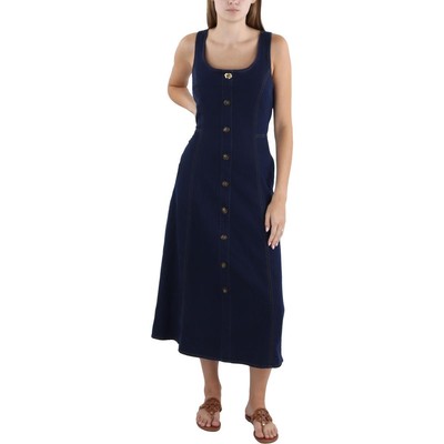 Женское летнее миди-платье Anne Klein из синего денима без рукавов XS BHFO 7458