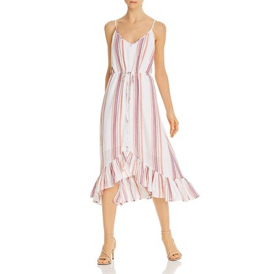 Женское платье миди с оборками в металлическую полоску цвета слоновой кости Frida Rails M BHFO 8502