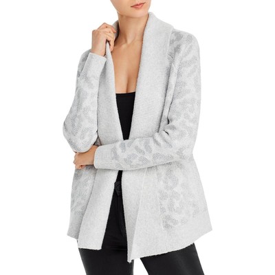 

Aqua Womens Grey Metallic Animal Print Cardigan Sweater Top  BHFO 5347