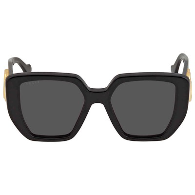 Pre-owned Gucci Grey Geometric Ladies Sunglasses Gg0956s 003 54 Gg0956s 003 54 In Gray