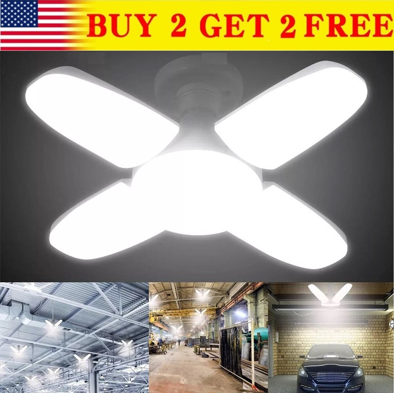 LED Garage Light Bulb Deformable Ceiling Fixture Lights Workshop Lamp