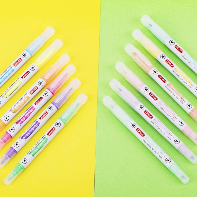 Flexible Tip Highlighter, Dual Tips Marker Pen, Chisel and Fine Tips, Flexible T