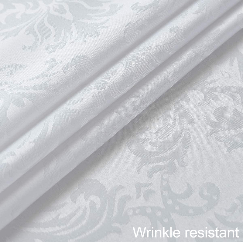 Rectangle Tablecloth - 60 x 120 Inch White Damask Table Cloth Jacquard Design Sp
